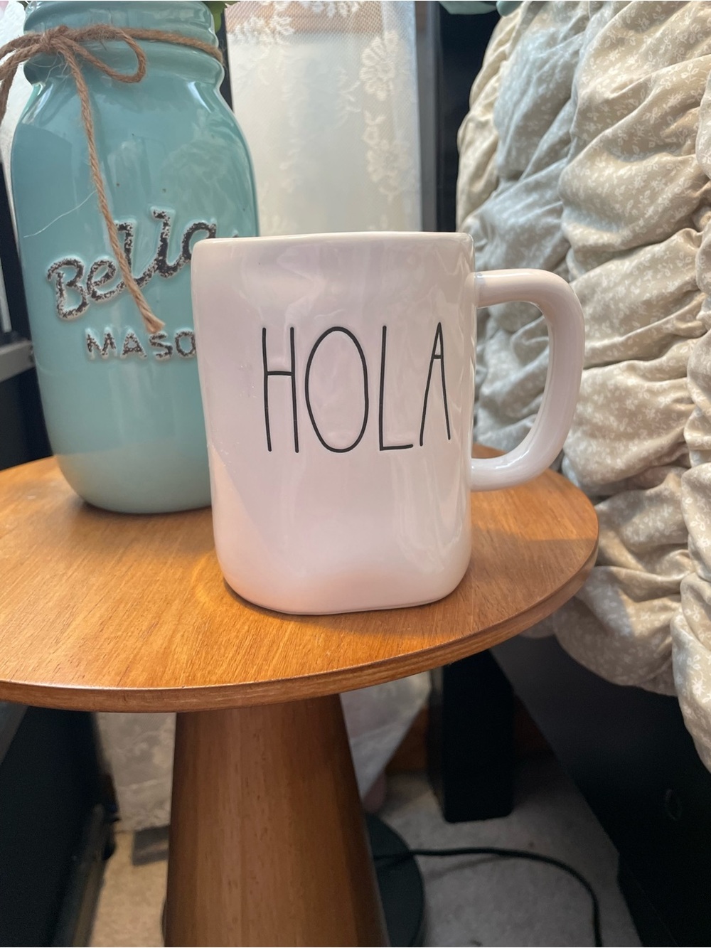 Rae Dunn Hola Ceramic Coffee Mug - White